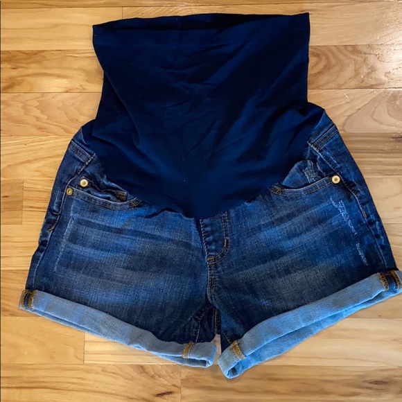 Luxe Essentials Apparel Pants - Maternity LED Denim Roll Shorts